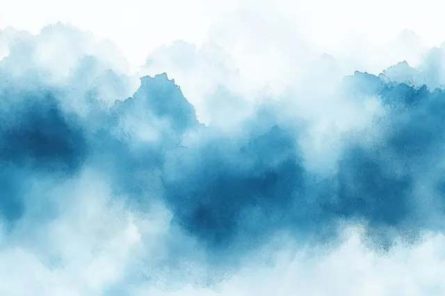 Soft blue watercolor sky with hazy cloud texture and white cloud-like texture