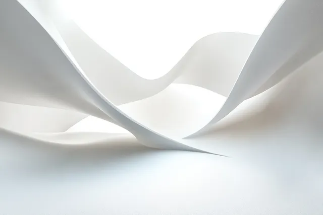 Minimal abstract white curves forming soft waves under natural light and shadows