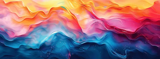 Colorful marbled wave swirls across acrylic and ink texture background with glossy highlights