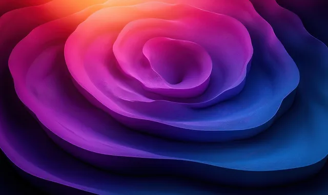 Abstract blue and purple concentric circular forms with soft glow and layered depth