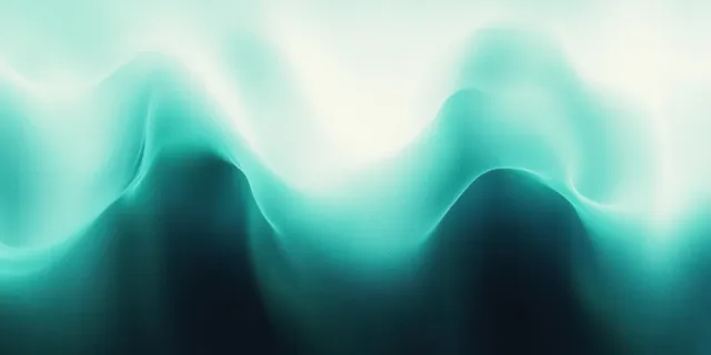 Teal and white soft-focus abstract waves with smooth gradient glow filling the background