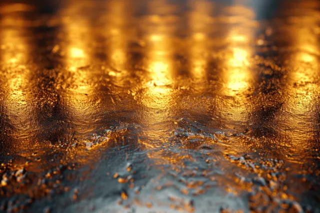 Gilded gold metal texture background with shimmering light reflections and brushed surface