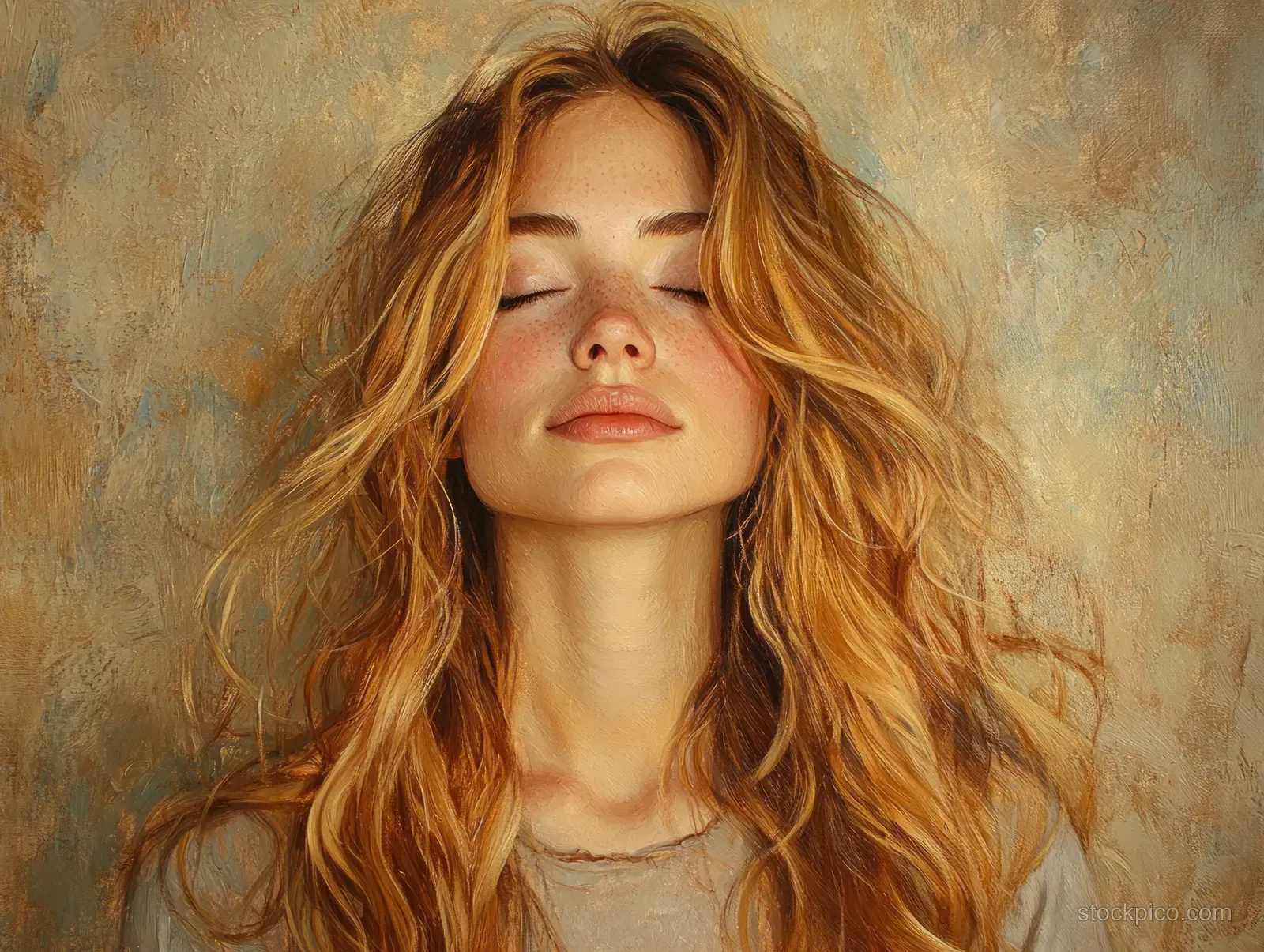 A woman meditates with her eyes lowered in warm sunlight inside a textured sunlit room.