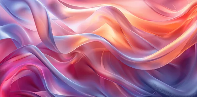 Iridescent Curved Ribbons Flow Across a Soft Abstract Background