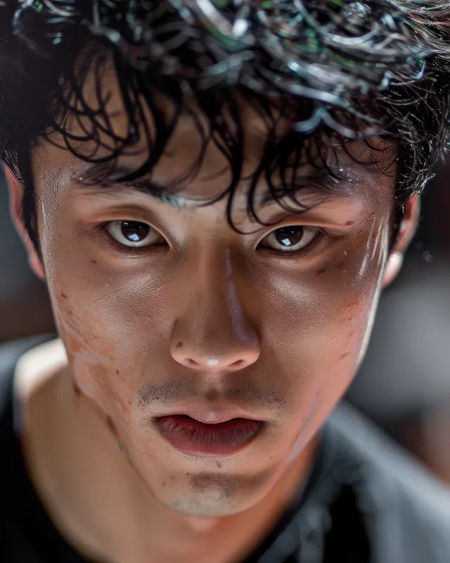 A South Korean breakdancer adjusts their cap while preparing for a street dance competition under stage lights.