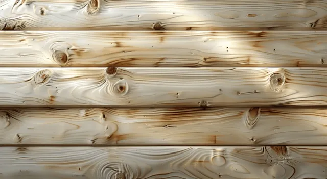 Light beige wooden tabletop close-up showing natural grain knots and plank seams