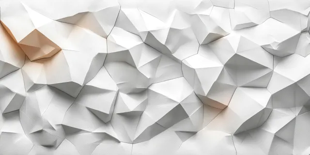 Triangular geometric wall pattern with soft shadows in white and light gray