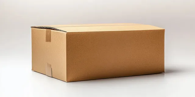 Closed brown cardboard shipping box isolated on white background