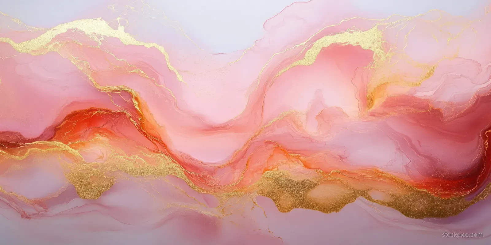 Pink and gold fluid marble abstract waves with soft glow and fine marbling texture filling the background.