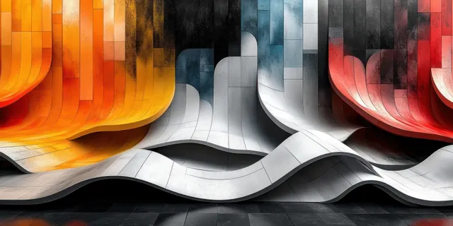 Crinkled black-and-white checkerboard folds with sharp geometric edge shadows in abstract texture