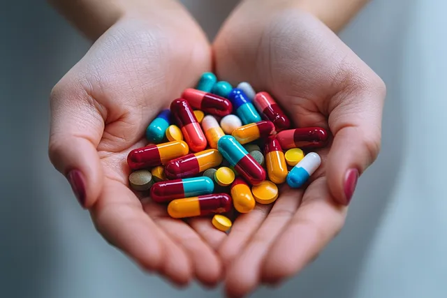 Cupped hands holding colorful capsules and tablets for everyday medication management