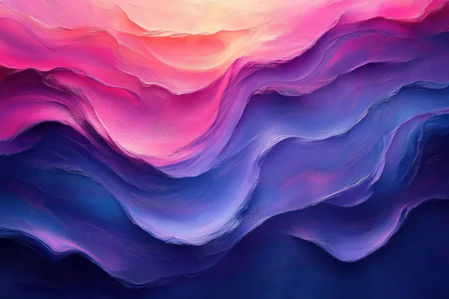 Layered neon pink and indigo wave gradients with smooth holographic glow and subtle film grain.
