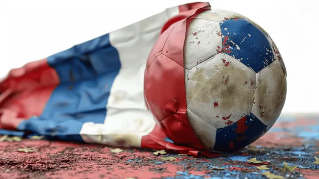 French Flag and Soccer Ball Illustration for European Championship Banner on White Background