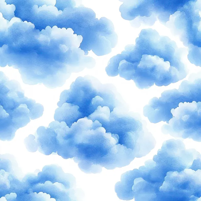 Light blue watercolor clouds blend into a seamless repeating pattern on a white background.