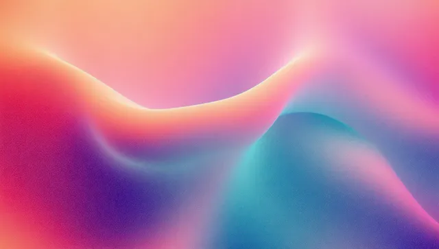 Pink and blue gradient abstract waves with glowing soft curves and a subtle grain texture.