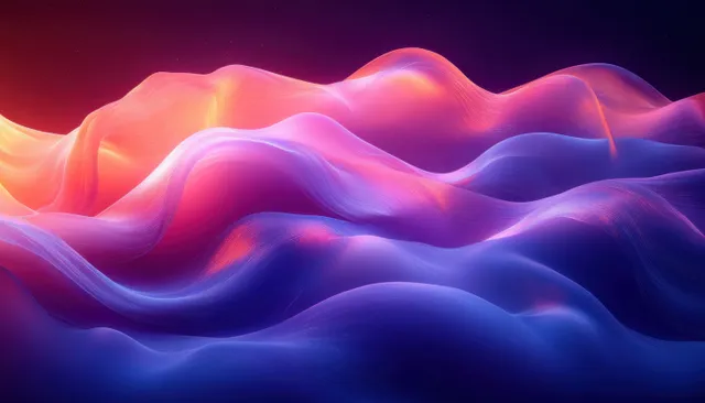 Abstract neon waves flowing across a dark gradient background with glowing light trails