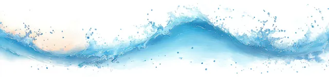 Blue water splash with scattered droplets isolated on a clean white background.
