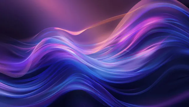 Abstract neon wave background in blue and purple with glowing flowing light ribbons with Digital Motion Visuals