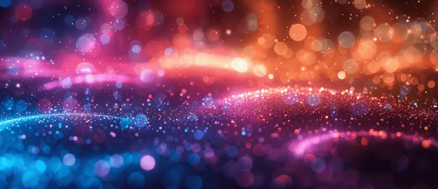 Neon rings glow across an abstract sports finish line backdrop with purple, pink, yellow light trails