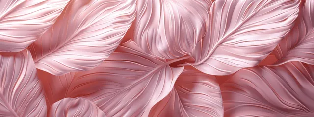 Elegant pink monstera leaf abstract background with soft wavy texture and layered botanical forms for a romantic tropical feel.