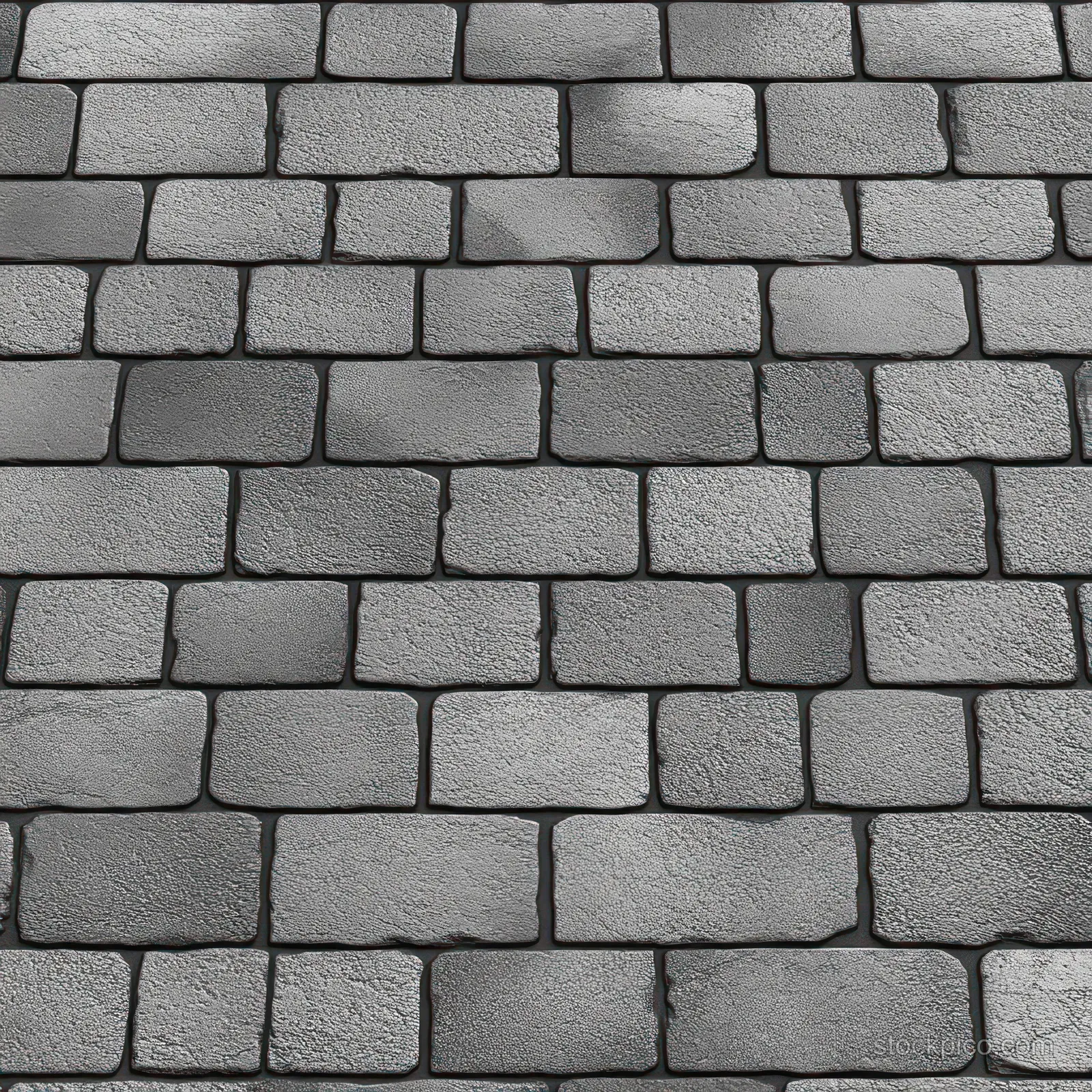 Close-up of a grey stone brick wall with rectangular blocks and visible mortar lines between them.