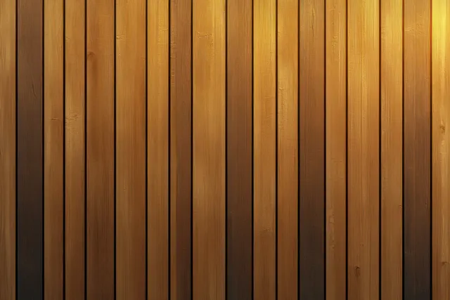 Warm gold wooden panel background with vertical slats and soft diffused light shadows