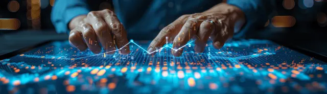 Professional scene depicting financial data analysis with charts and strategic planning elements for investment growth and corporate