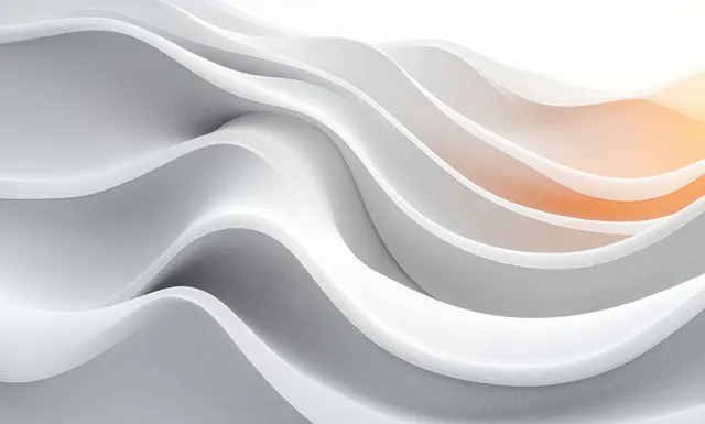 Layered white wave curves meet soft natural light with smooth gradients and subtle shadows.