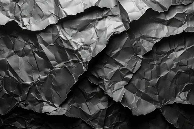 Crumpled black paper texture background with sharp folds and shadowed creases with Shadow And Contrast