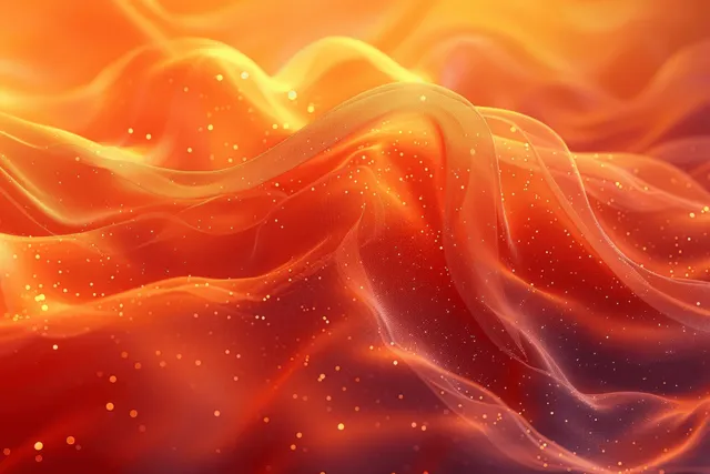 Fiery orange-yellow abstract gradient with soft glow, dusty grain, and rippling swirls