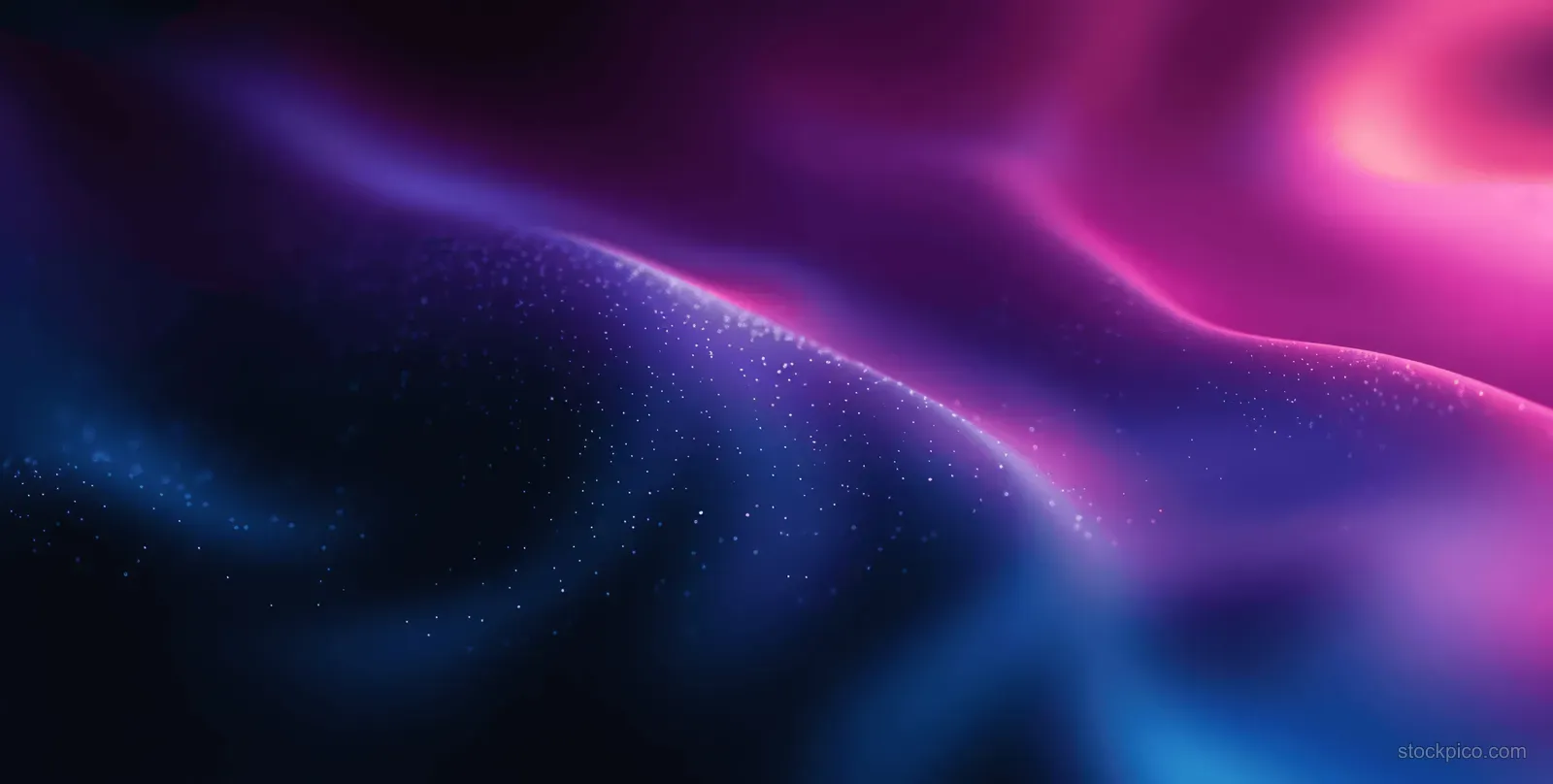 Neon purple and blue gradient background with grainy texture and glowing light rays.