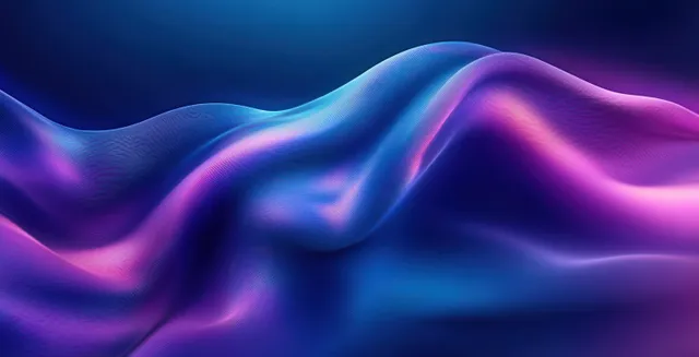 Neon fluid wave background with deep blue and vibrant purple glow