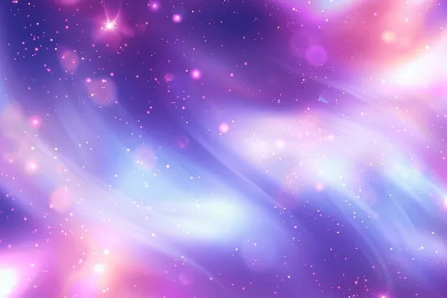 Holographic prism light flare with pastel purple and white bokeh against dreamy gradient backdrop