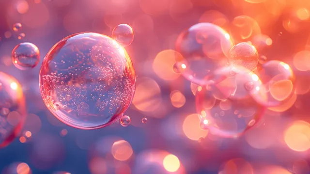 Colorful soap bubbles floating in a bright bokeh studio background with glowing highlights