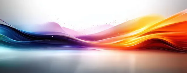 Vibrant wave trails swirl across a dark digital space with glowing gradient light