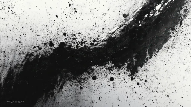 Black and white grunge ink splash streaks over gritty concrete texture background