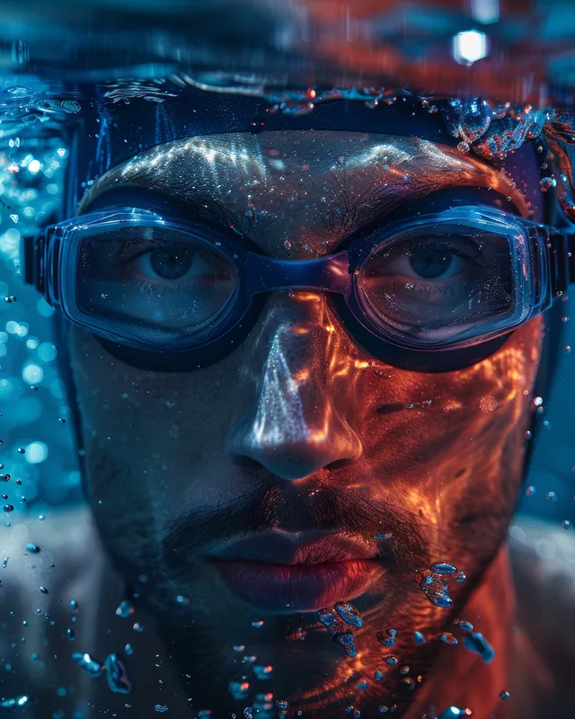 US swimmer at pool edge tightening goggles before a men’s 200m individual medley race