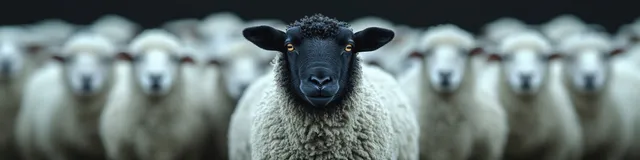 The Unique Black Sheep Standing Out in a Flock