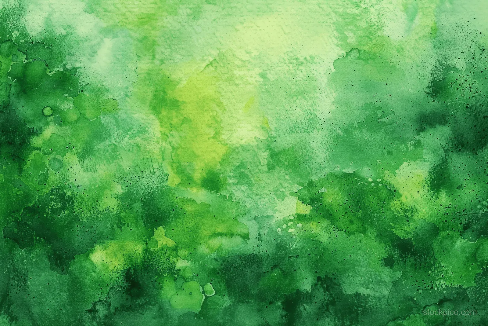 Lime green watercolor wash with yellow highlights, speckles, and rough paper texture forming an abstract background.