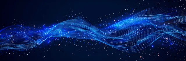 Blue dotted and line wave pattern glowing on dark tech background