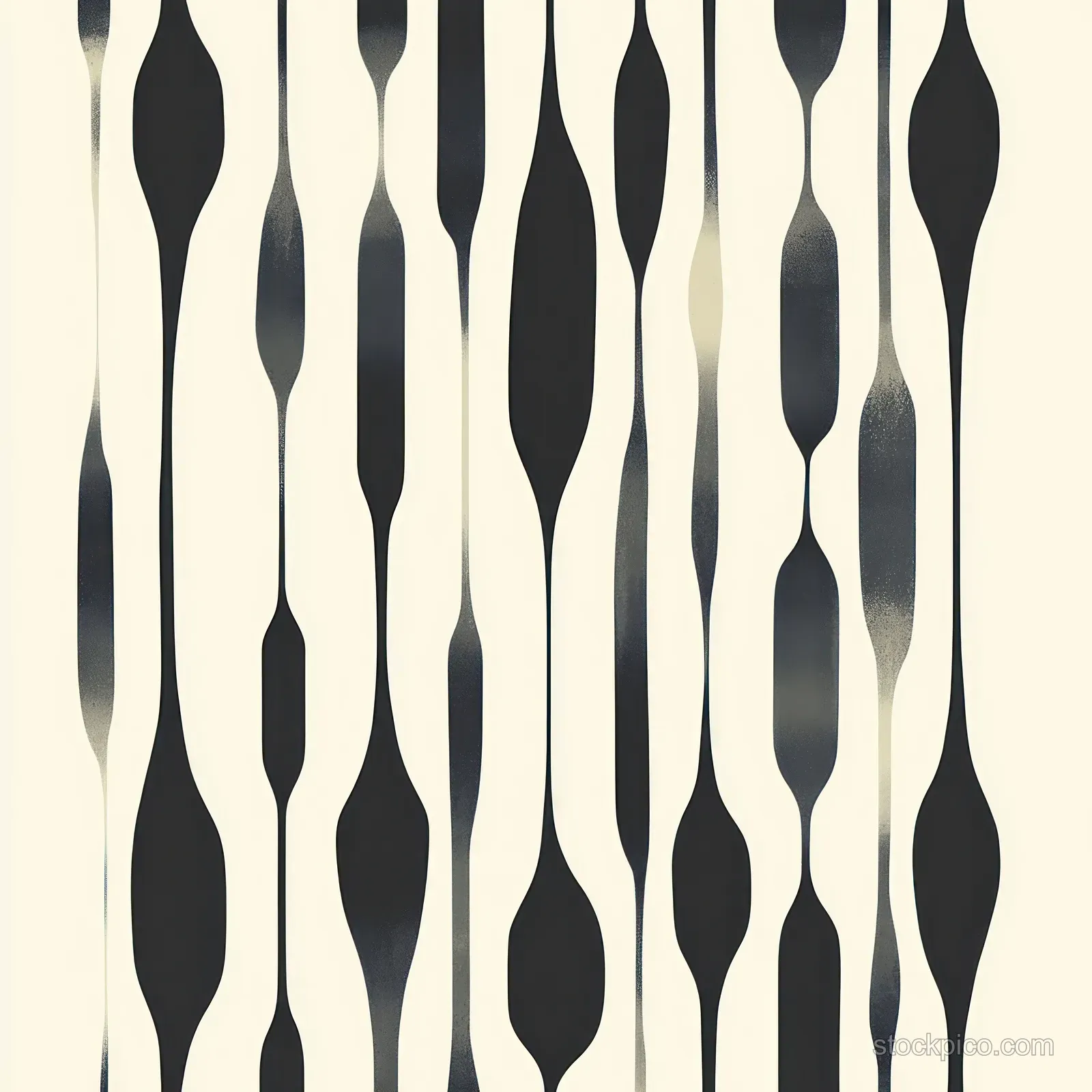 Repeating vertical pattern of elongated black teardrop shapes on a cream background.