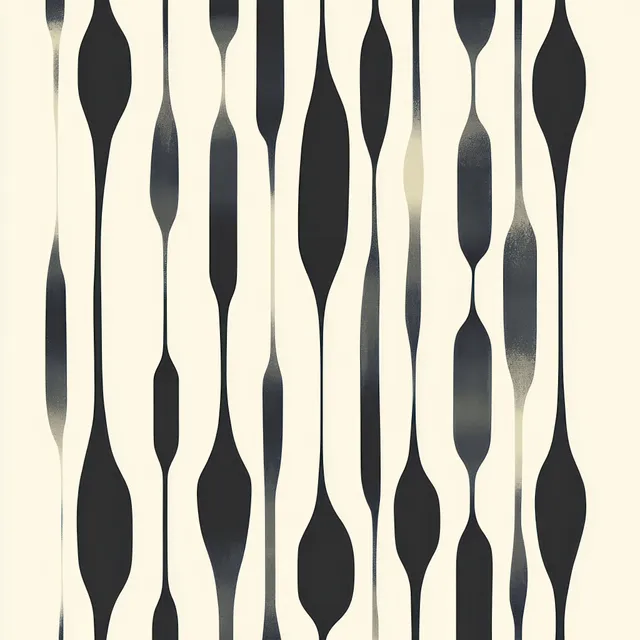 Repeating vertical pattern of elongated black teardrop shapes on a cream background.