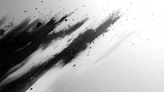 Vetas grunge negras diagonales y puntos de semitono dispersos sobre un fondo pálido en blanco y negro.
