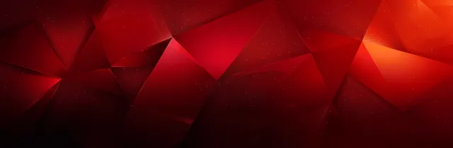 Red dark geometric facets with sharp triangles forming a gradient banner background