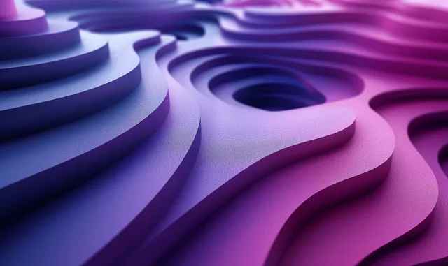 紫蓝色3D环形扭转穿过平滑渐变的抽象背景。