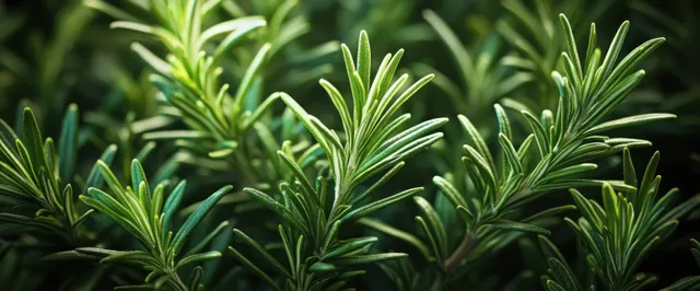 Close-up of vibrant rosemary leaves with textured green needles