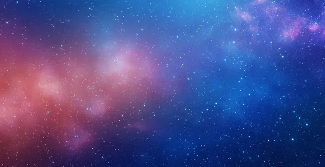Hand-painted cosmic night sky with twinkling stars, blue gradient glow, and a soft pink nebula haze.