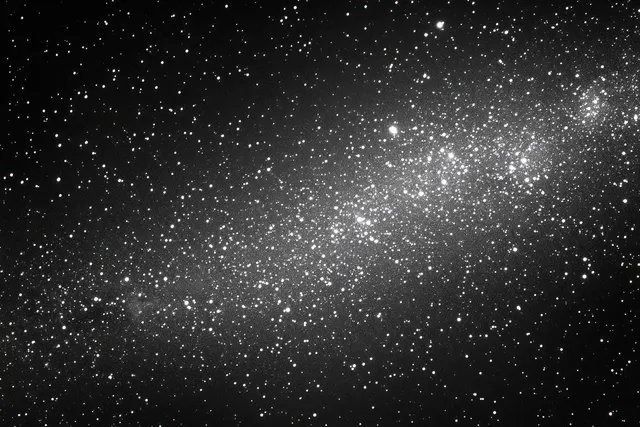 Star-filled galaxy across deep black space, countless bright points and faint cosmic dust with Field Fills The Frame