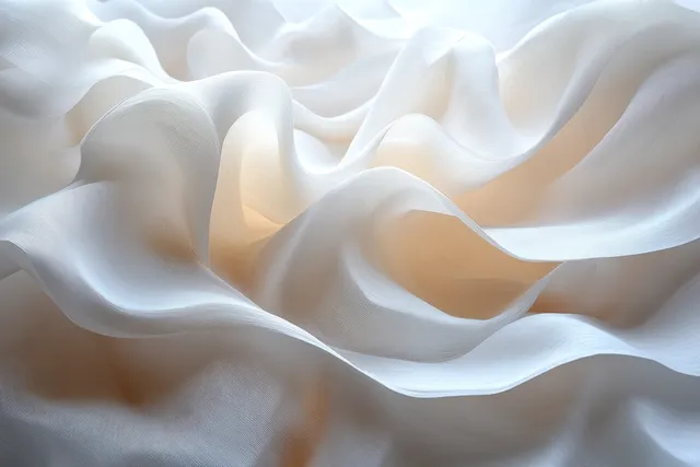 Floating paper sheets drifting in soft light, minimal white backdrop with gentle curls