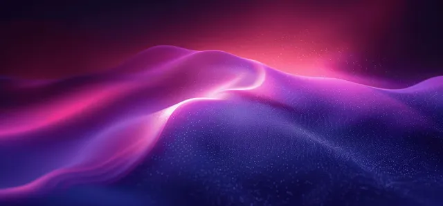 Purple and blue neon night sky gradient with grainy noise and flowing waves